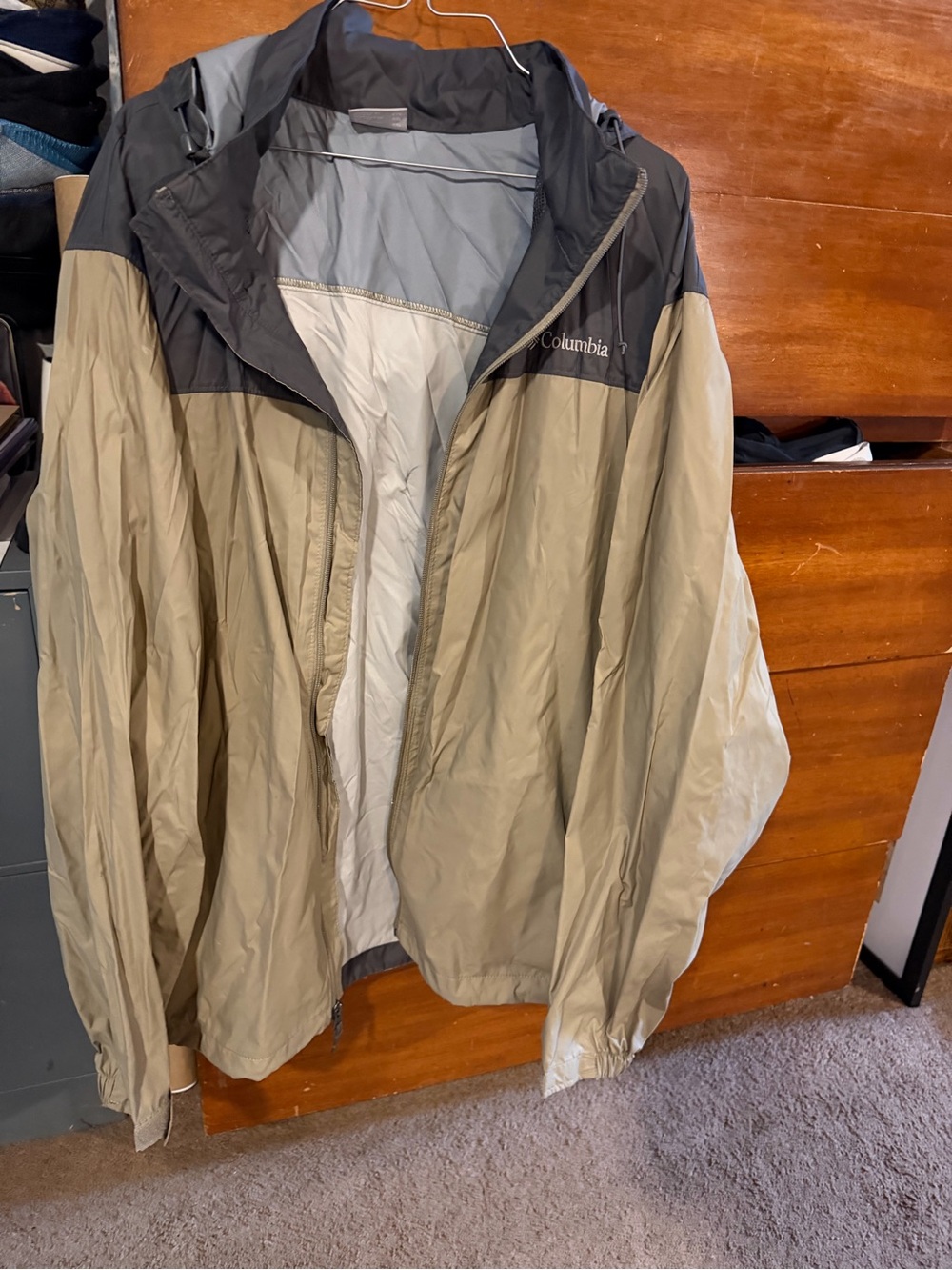 Columbia Men's Hooded Rain Jacket - Tan and Black